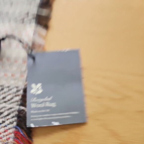 National Trust Ltd. Recycled Wool Blanket Throw Picnic Fringe Plaid 47"×59" Nwt - Picture 6 of 8